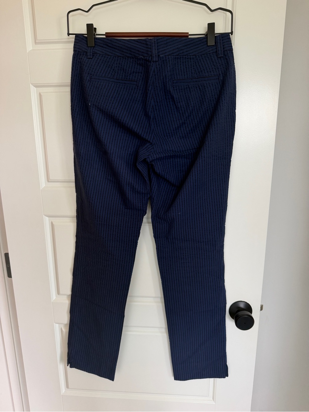 Women’s Brooks Brothers 100% Cotton Navy Pinstripe Chinos - Picture 2 of 7